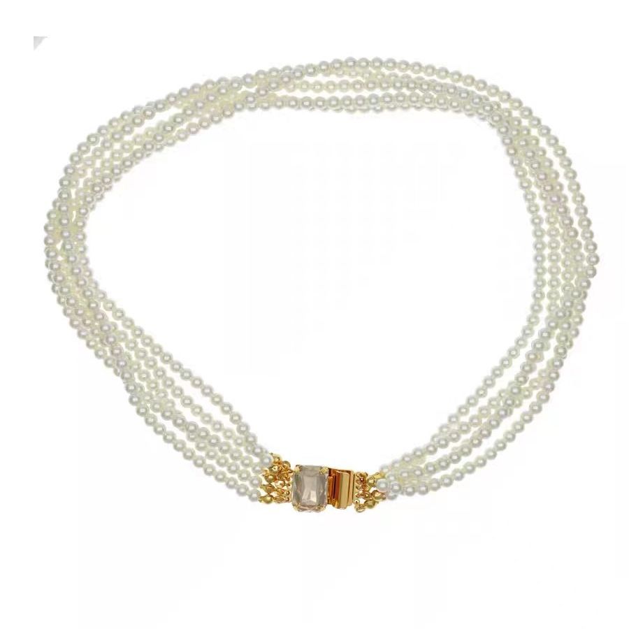 Women's Retro Twist Court Pearl Exaggerated High Necklaces