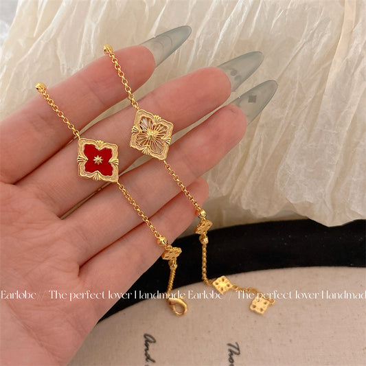 Women's Hand-made Design Double-sided Shell Zircon Light Bracelets