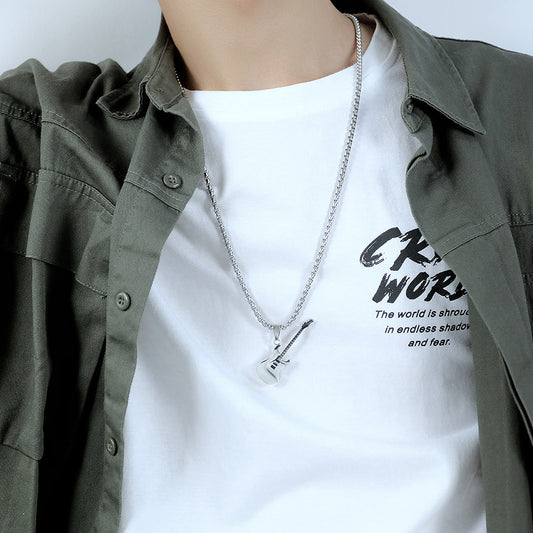 Men's Hip Hop Stainless Steel Guitar Street Necklaces