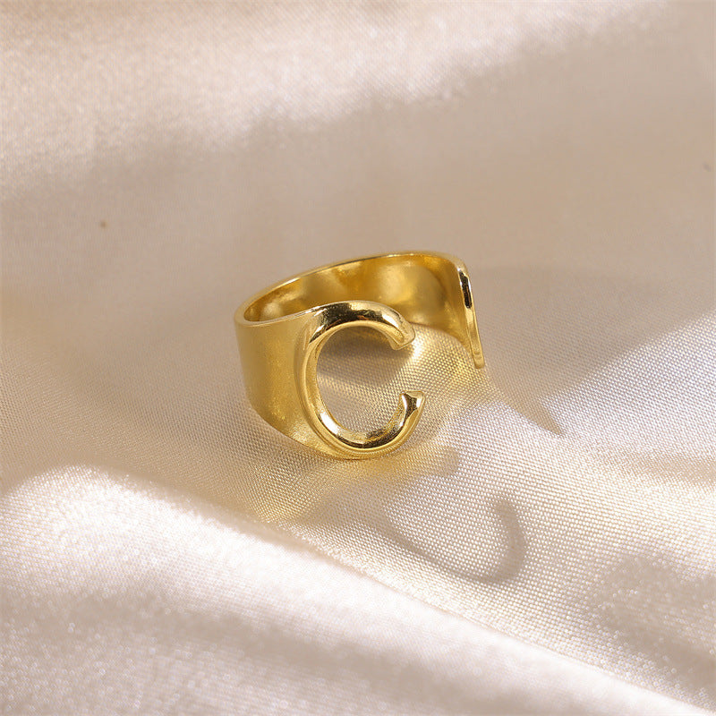 Letters Female Style Fashion Knuckle Personality Vintage Stainless Rings