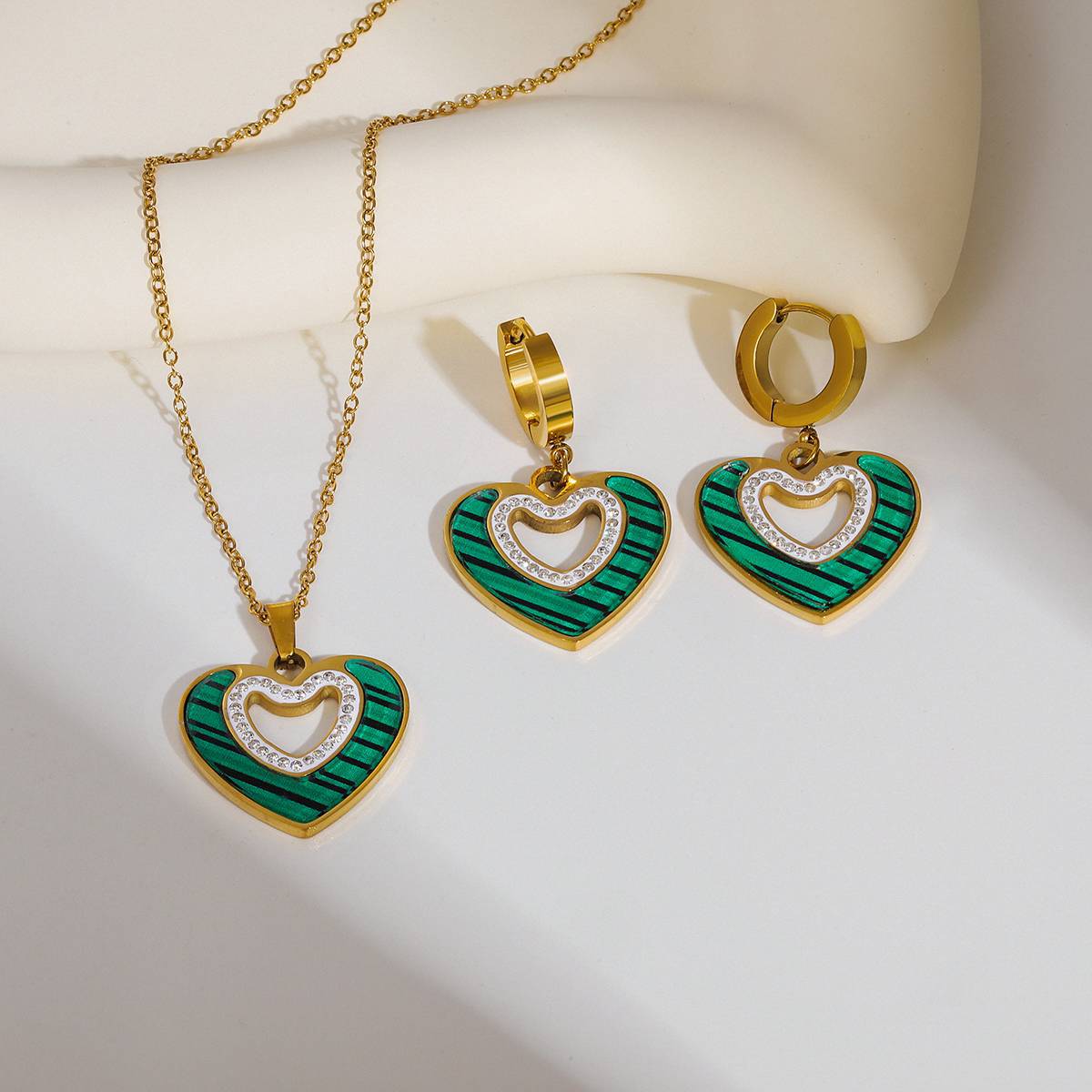 Women's Female With Hearts Zircon Light Luxury Design Earrings