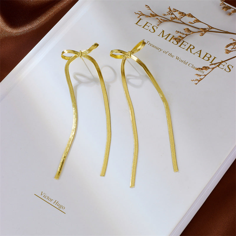 Bow Auricular Needle Simple Butterfly Elegant Earrings