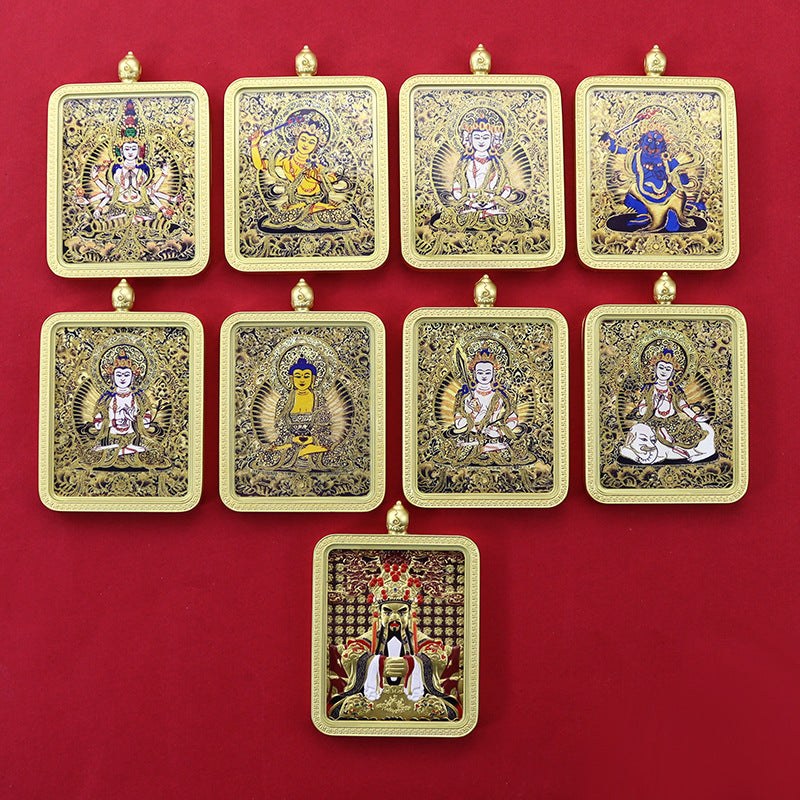 Three-dimensional Five-master Hand Painted Golden Outline Black Gold Pendants