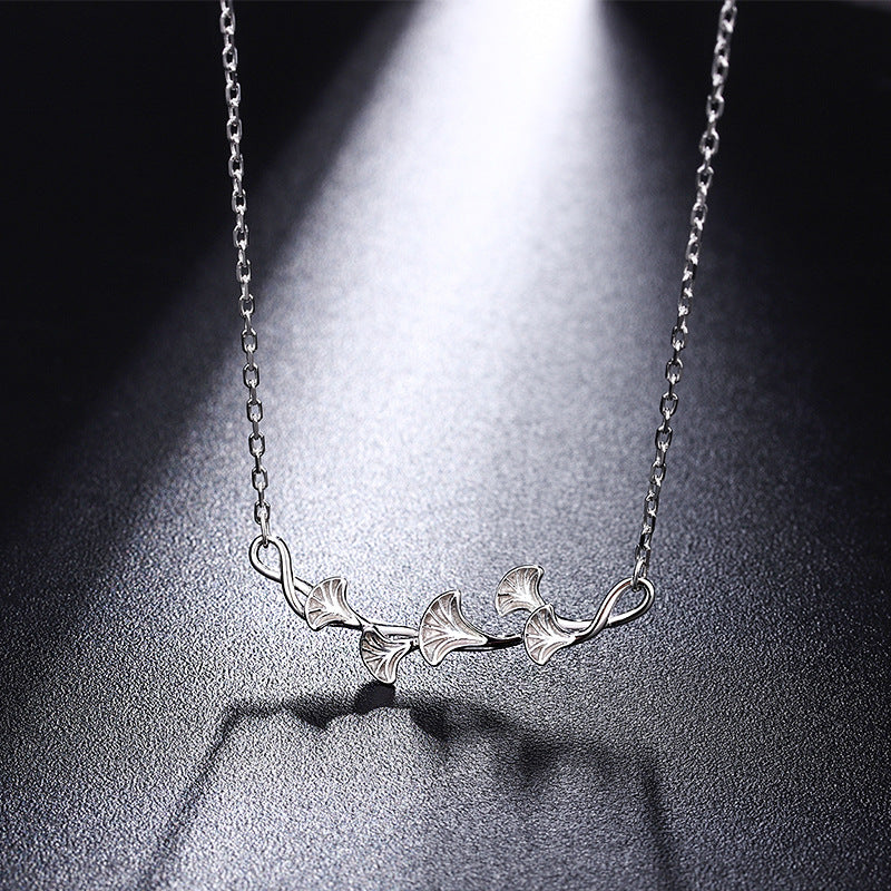 Women's Sterling Sier Three-life Apricot Korean Fashionable Fresh Necklaces