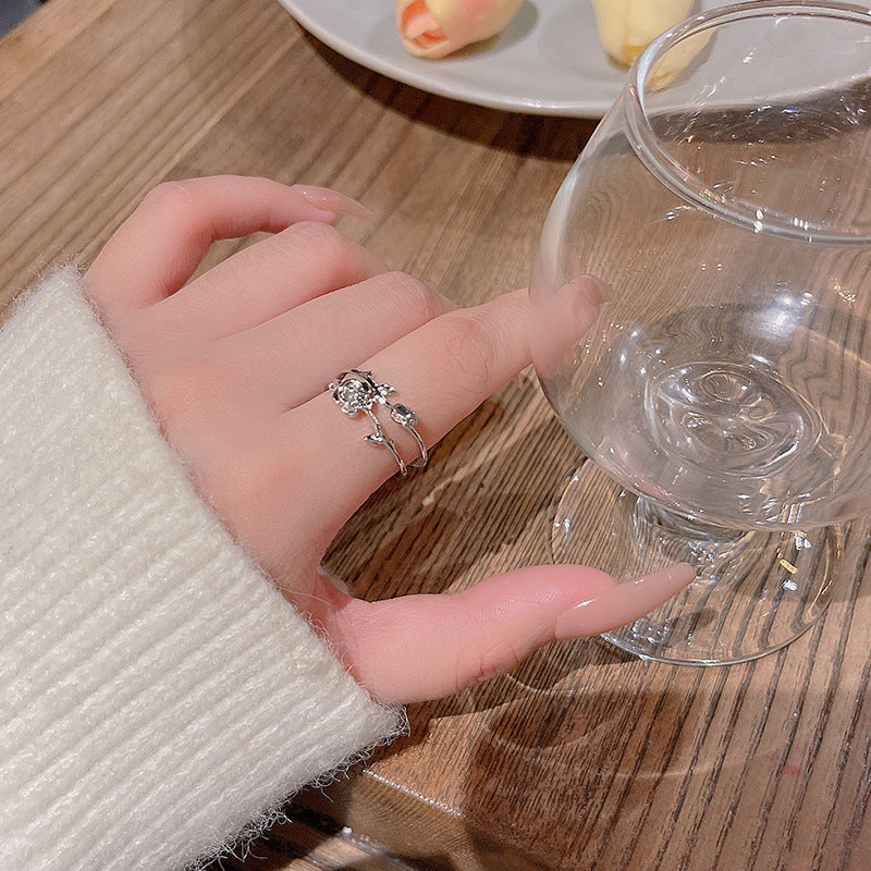 Open Adjustable Pearl Simple Cold Niche Ring