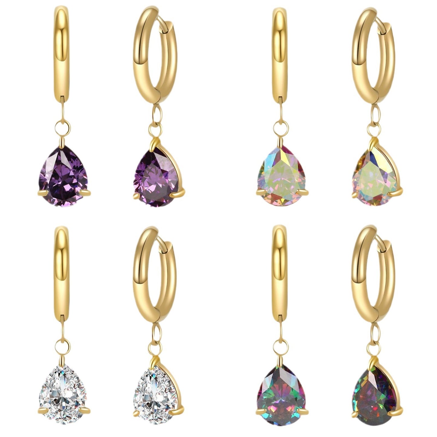 Titanium Steel Zircon Coil Small Ear Earrings