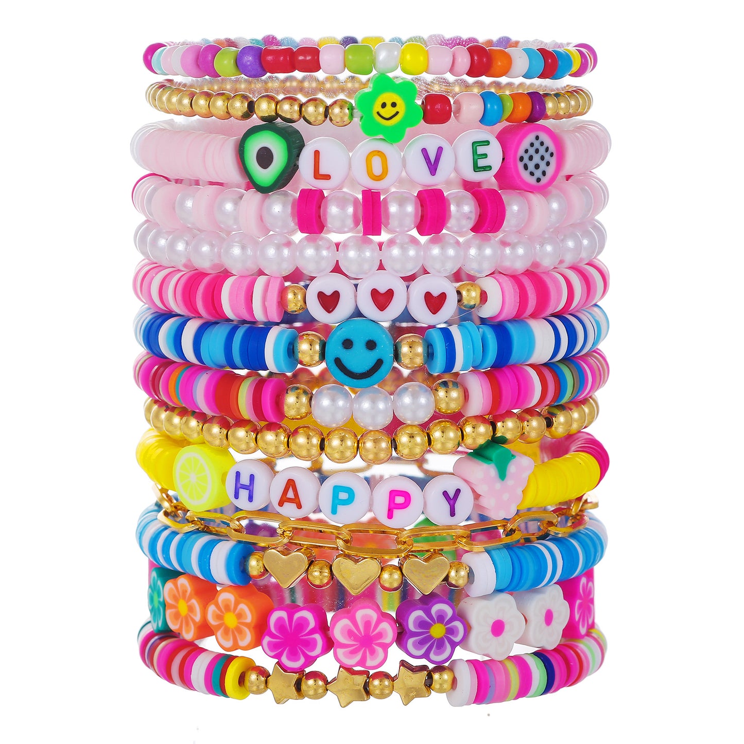 Colorful Polymer Clay Stacking Suit Summer Bracelets