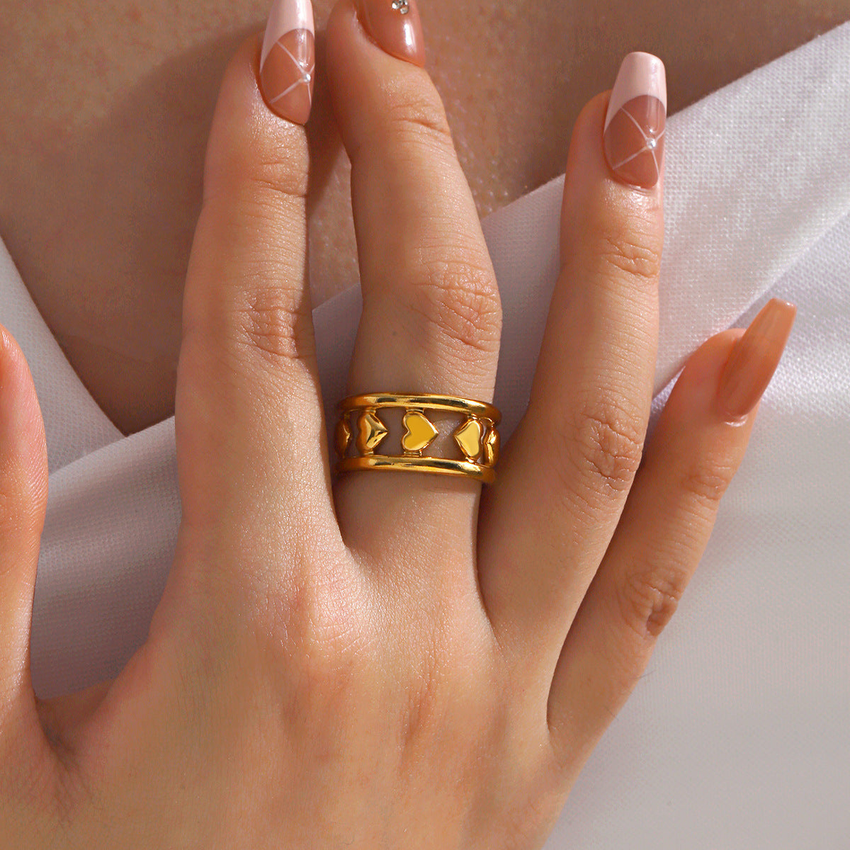 Popular Stainless Steel Bow Love Heart-shaped Rings