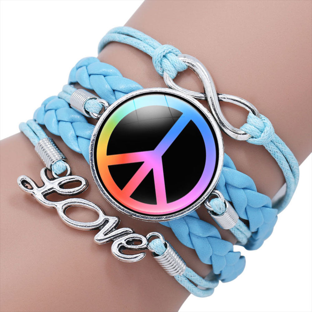 Women's & Men's Ornament Peace Label Signs Woven Combination Bracelets