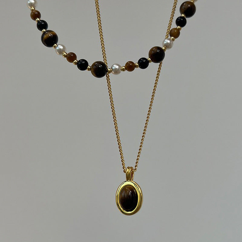 Women's Design Retro Tiger Eye Light Luxury Advanced Necklaces