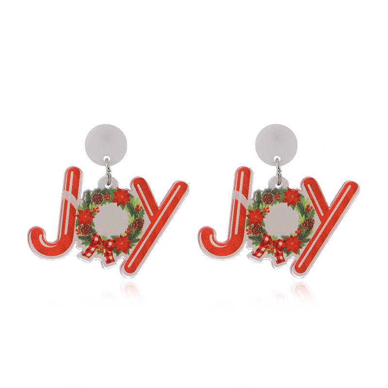 Christmas Fashion Hat Elk Dinosaur Acrylic Earrings