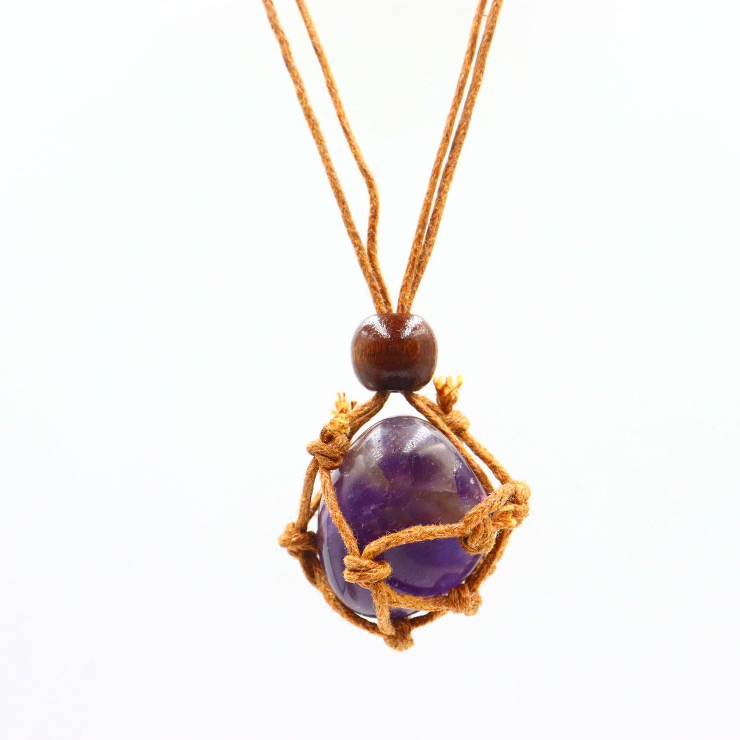 Hand-woven Niche Natural Stone Crystal Mesh Bag Pendants