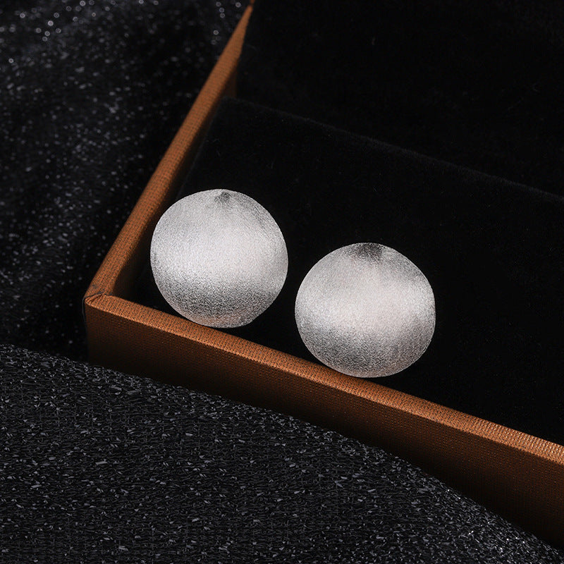 Women's Sier Brushed Ball Elegance Retro High-grade Rings