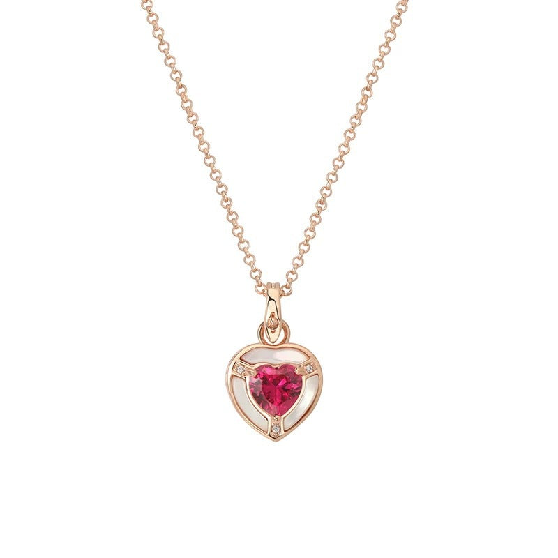 Pink Heart-shaped Zircon Female Summer Accessories Light Necklaces