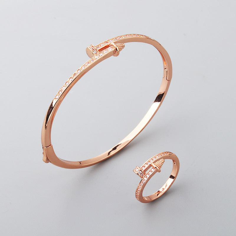 Nail Micro Inlaid Zircon Awl Gold Niche Bracelet