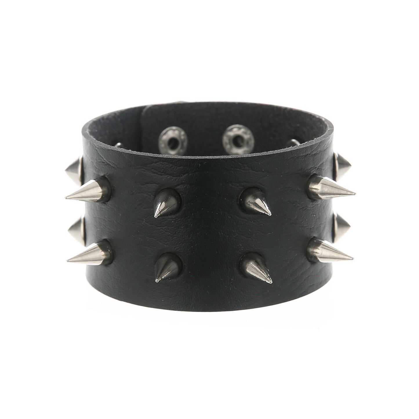 Punk Double Row Alloy Spike Couple Leather Rock Stainless Bracelet