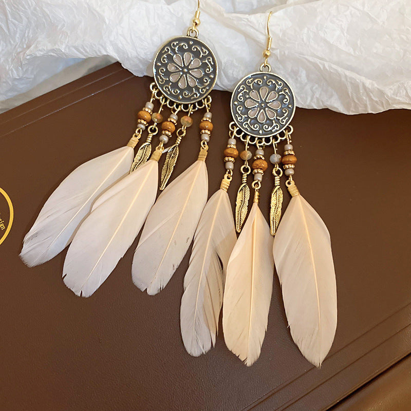 Women's Geometric Drop Oil Leaf Feather Ear Hook Earrings