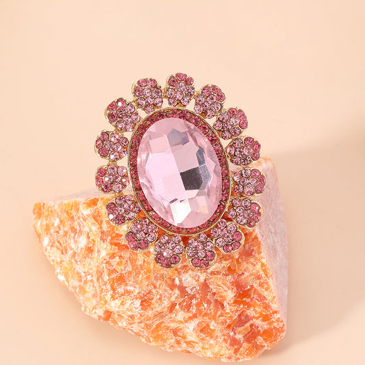 Luxury Crystal Glass Open Adjustable Fashion Rings