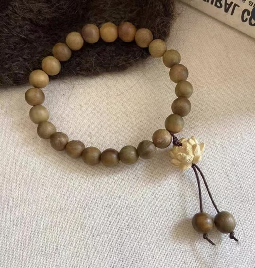 Girlfriends Wooden Bead Lotus Boys Zen Niche Retro Bracelets