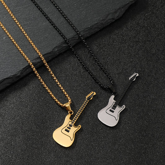 Vintage Personalized Hip Hop Corrosion Guitar Sweater Chain Necklaces