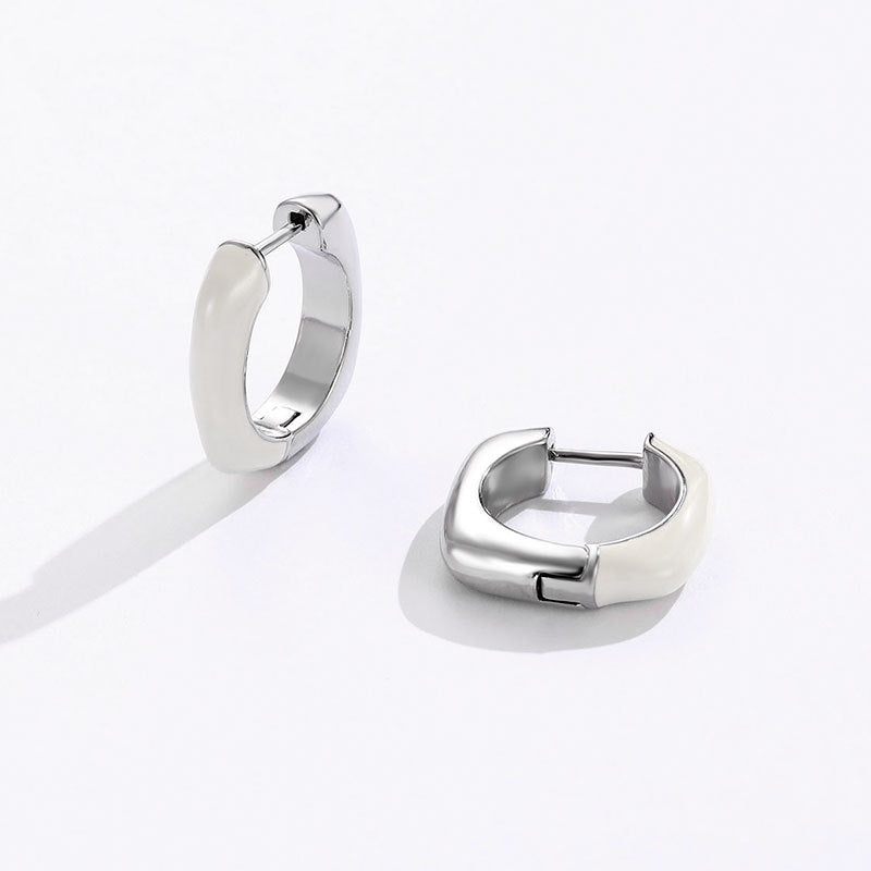 White Enamel Female Light Luxury Minority Design Advanced Sense Earrings