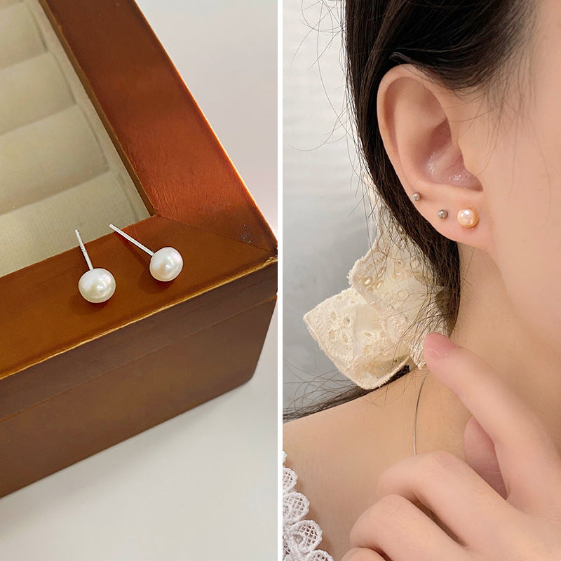 Women's Natural Freshwater Small Pearl For Mini Simple Style Korean Earrings