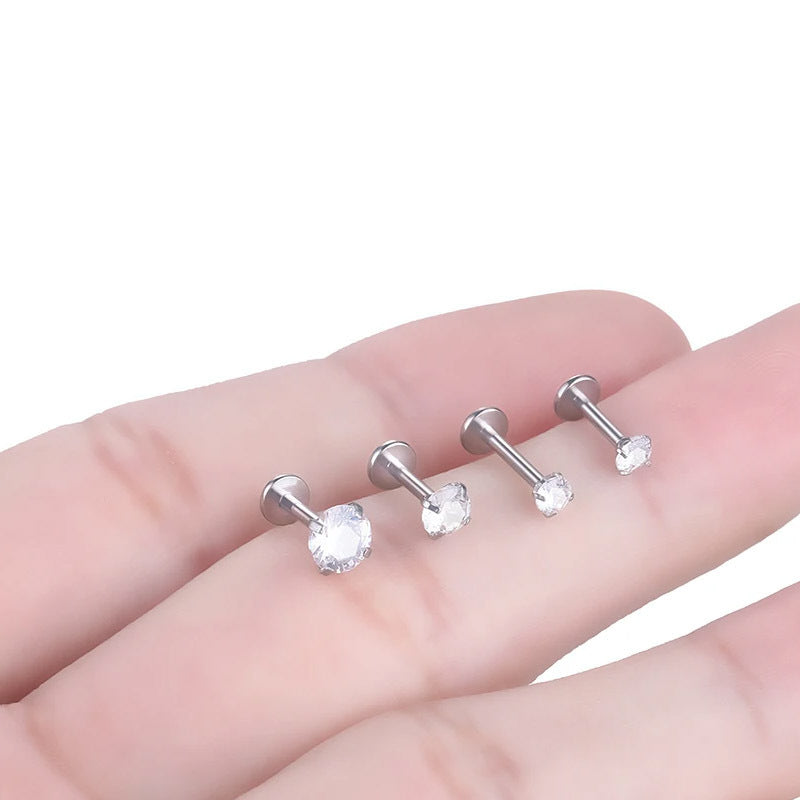 Ear Bone Zircon Labret Steel Internal Teeth Human Earrings
