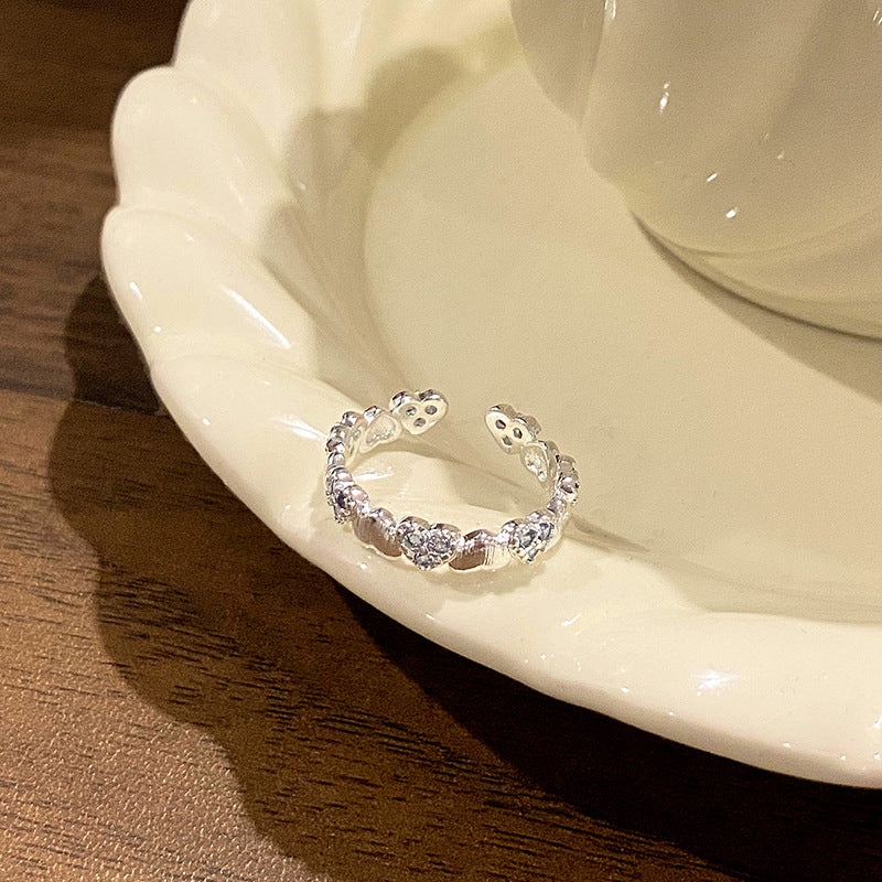 Falling Broken Blue Square Diamond Flower Branches Tendrils Female Gentle Ring