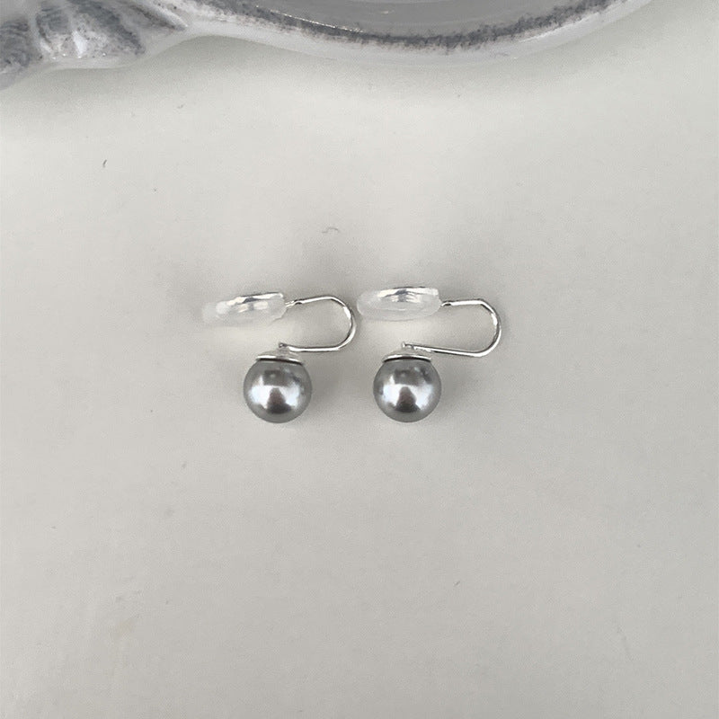 Women's Gray Pearl Fashionable Simple Design Light Earrings