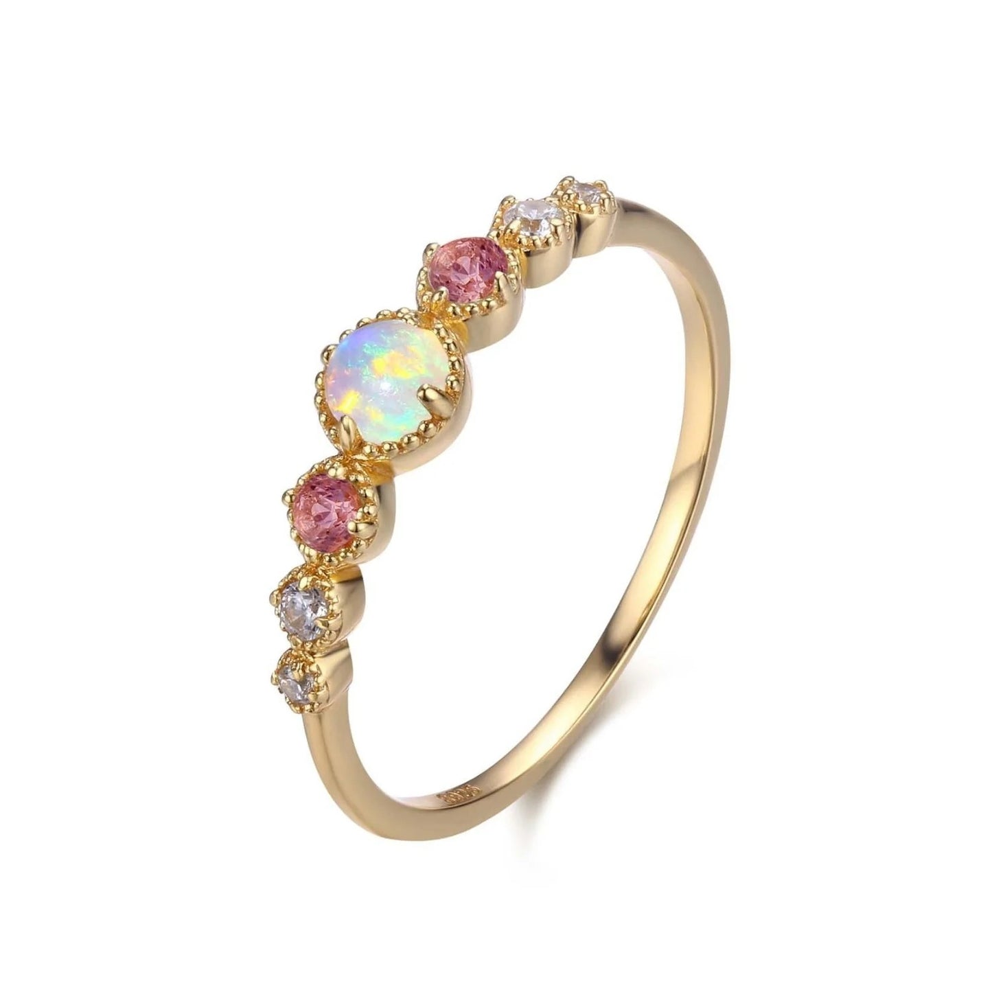 Women's Row Diamond Opal Round Simple Fashion Rings