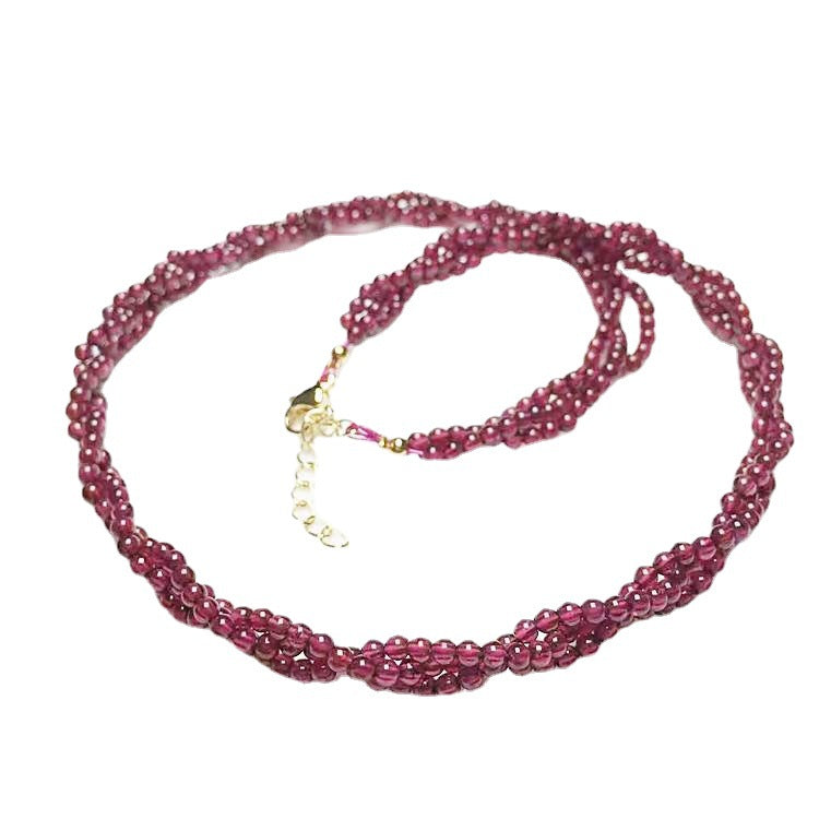 Red Garnet Tourmaline Clavicle Chain Woman Stone Necklace
