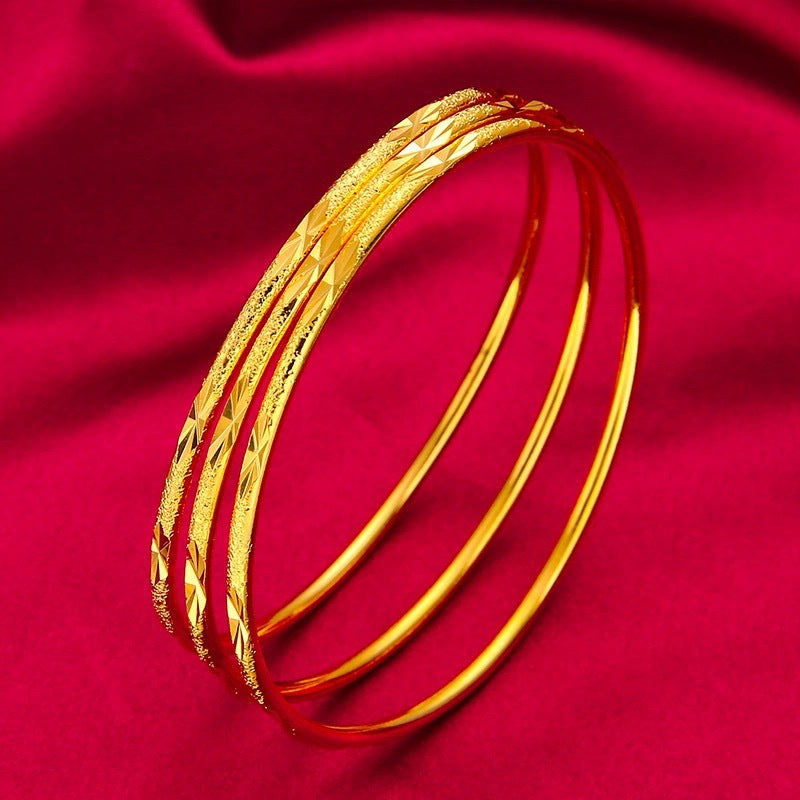 Women's Vietnam Placer Gold Glossy Starry Sky Fine Circle Bracelet