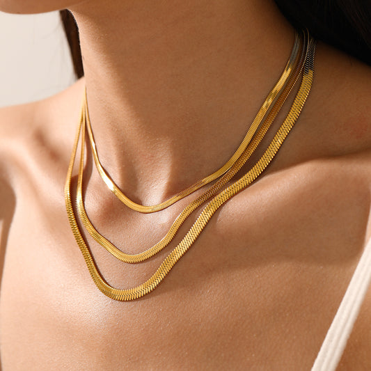 Steel Snake Bone Chain Fashion Popular Simplicity Design Gold Necklaces