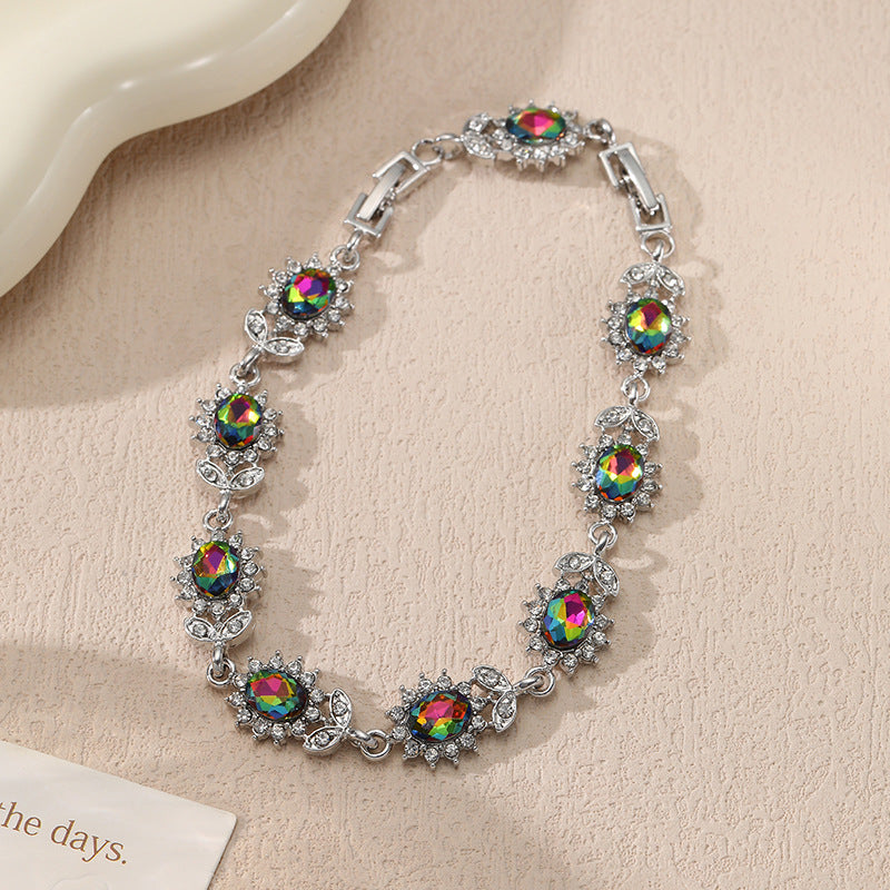 Women's Affordable Luxury Style Color Zircon Flower Branches Bracelets