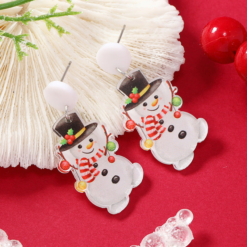 Christmas Fashion Hat Elk Dinosaur Acrylic Earrings