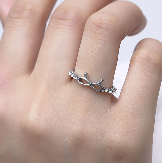 Fashion Simple Spot Drill Bow Single Rings