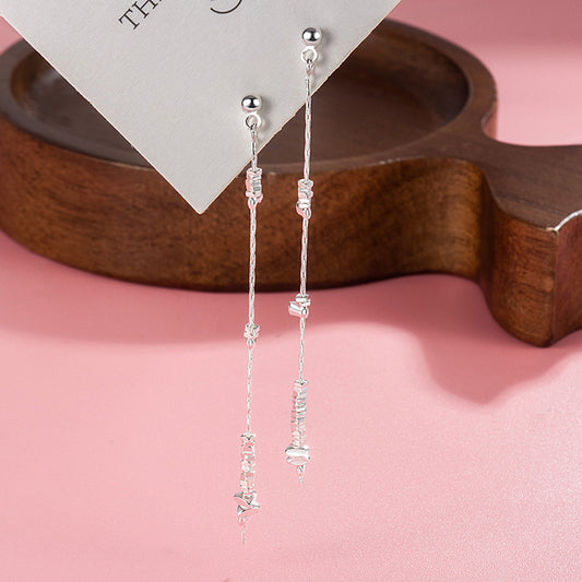 Women's Style Long Tassel Small Pieces Of Sier Earrings