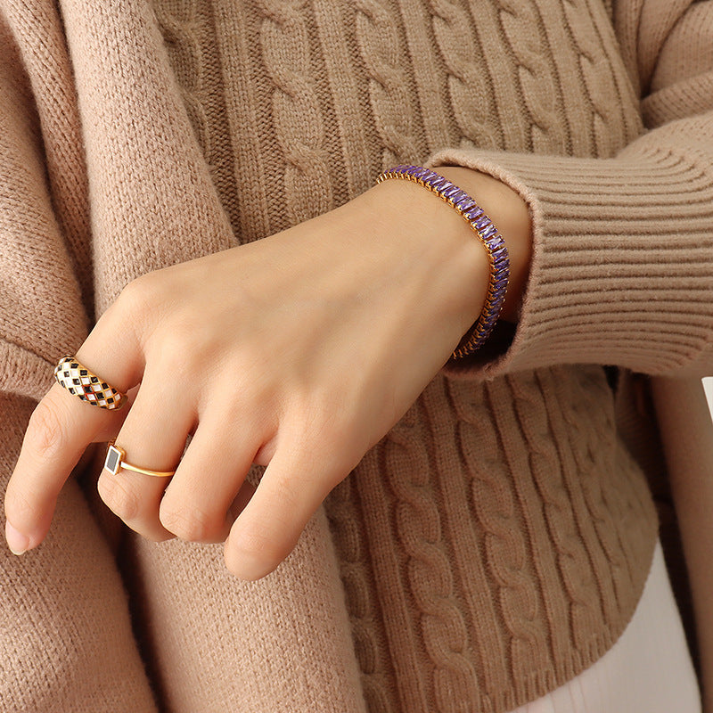 Exaggerated Color Zircon Clavicle Titanium Steel Bracelets