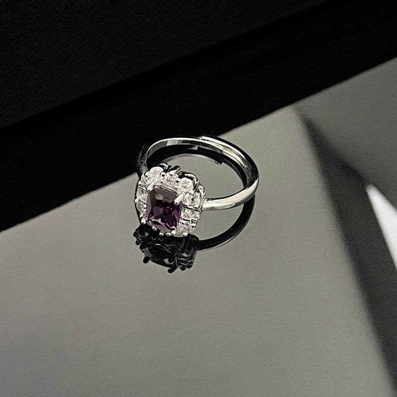 Purple Diamond Zircon High-grade Temperament Open Female Cold Style Rings