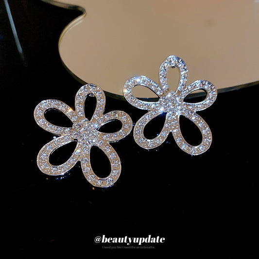 Sier Hollow Flower Affordable Luxury Fashion Earrings