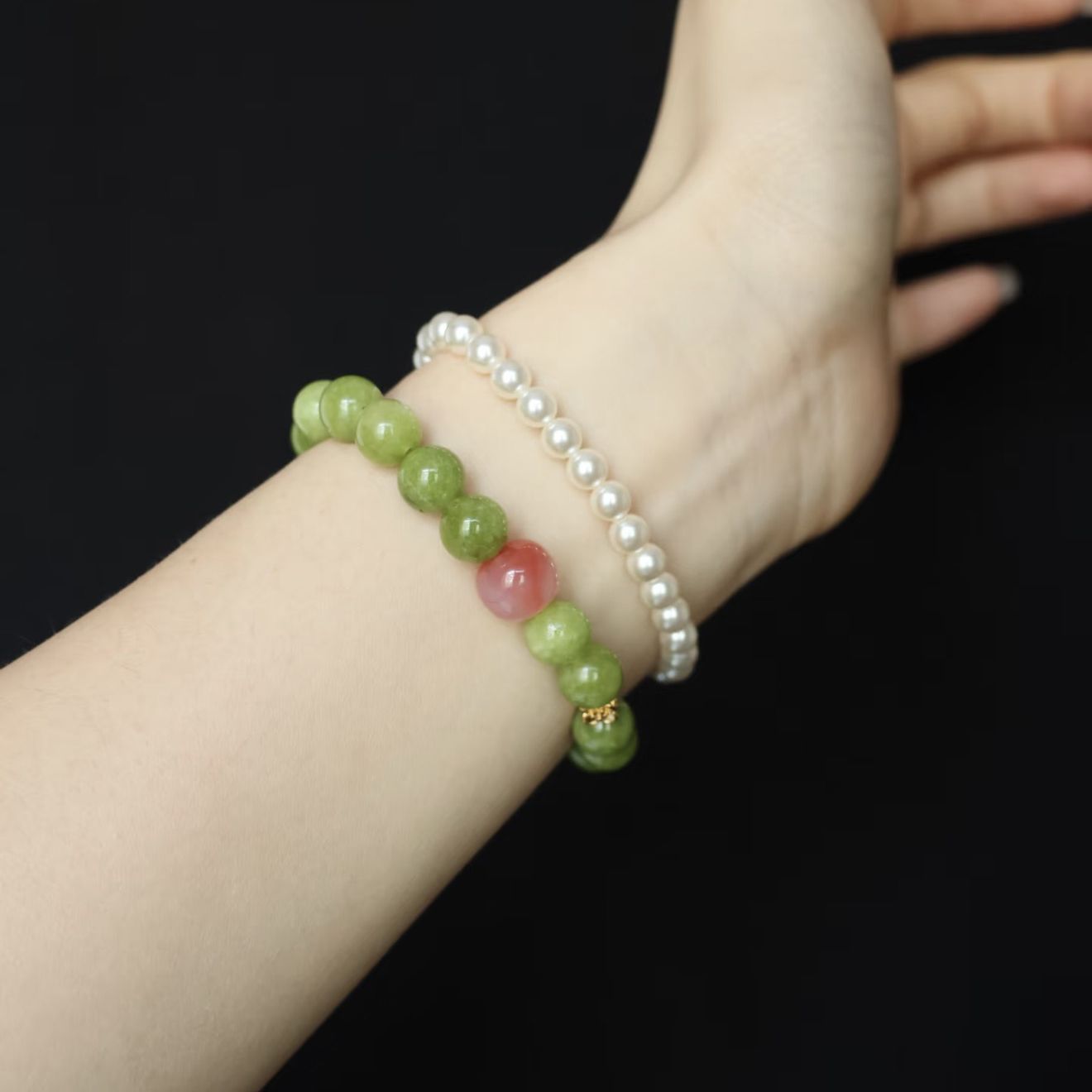 Collection Peach Fermentation Natural Olive Green With Pink Stall National Bracelets