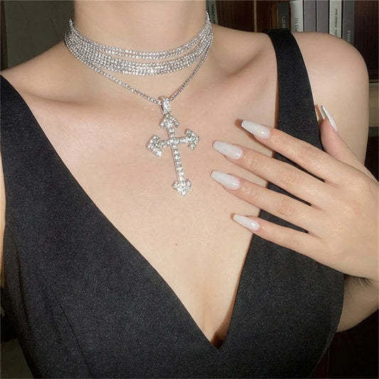 Women's Street Design Sense Niche Cross Hip Hop Ear Personality Trendy Necklace
