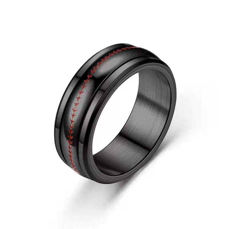 Men's Titanium Steel Trendy Rotatable Rugby Couple Rings