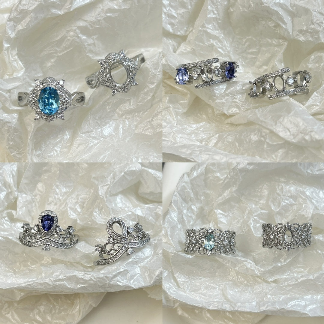 Setting Big Diamond Round Drip Love Open Mouth Inlaid Ring