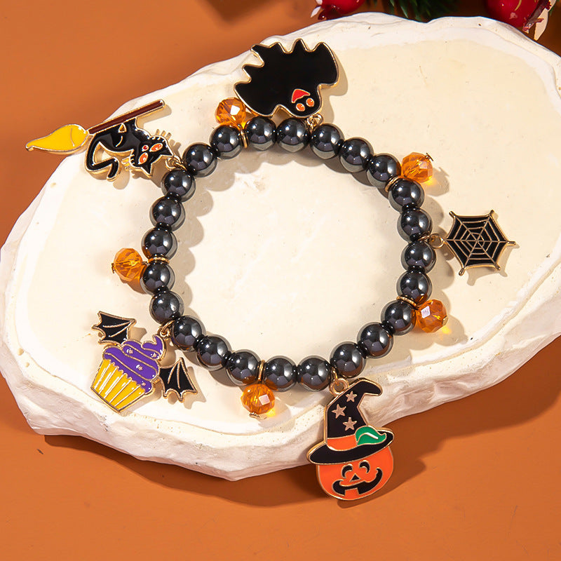 Halloween Element Female Pumpkin Skull Ghost Cat Bat Bracelets