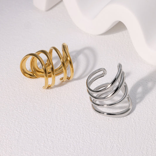 Cold Style Stainless Steel Open Line Rings