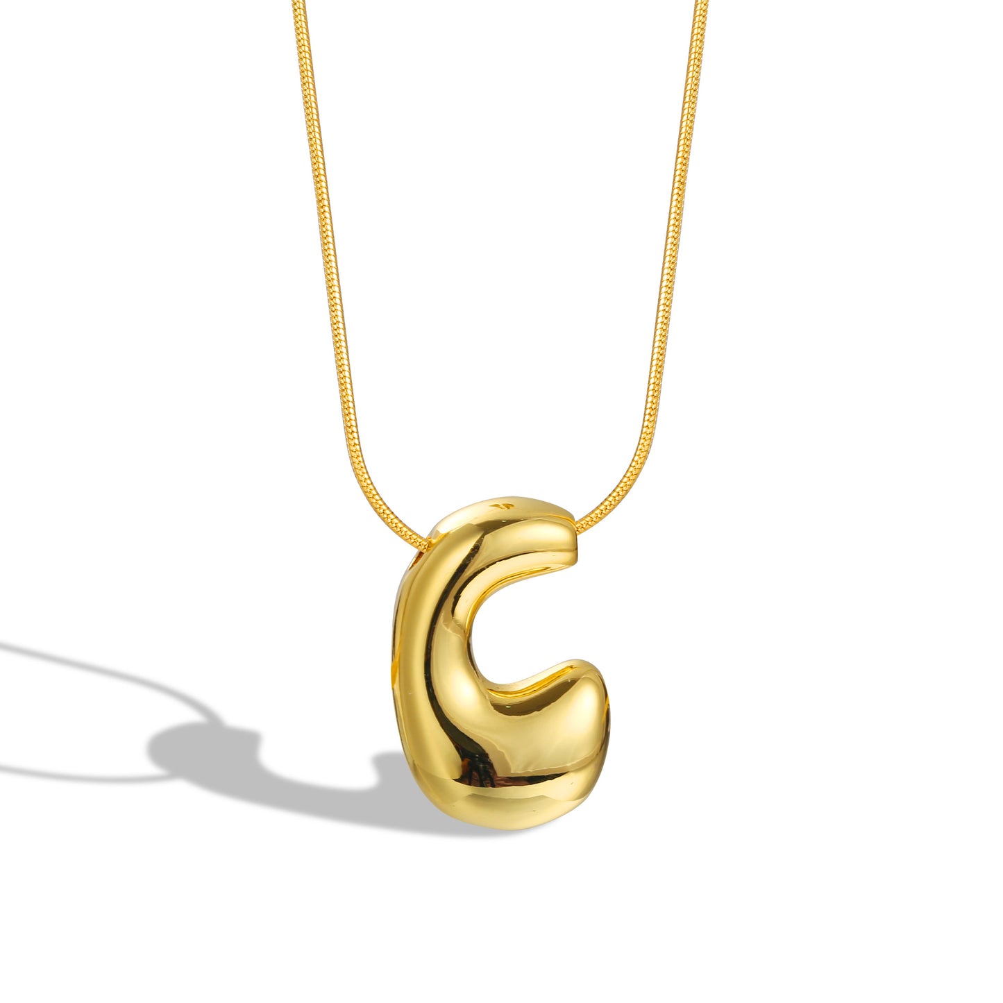 Balloon Bubble Chubby Letter Copper Plated Necklaces