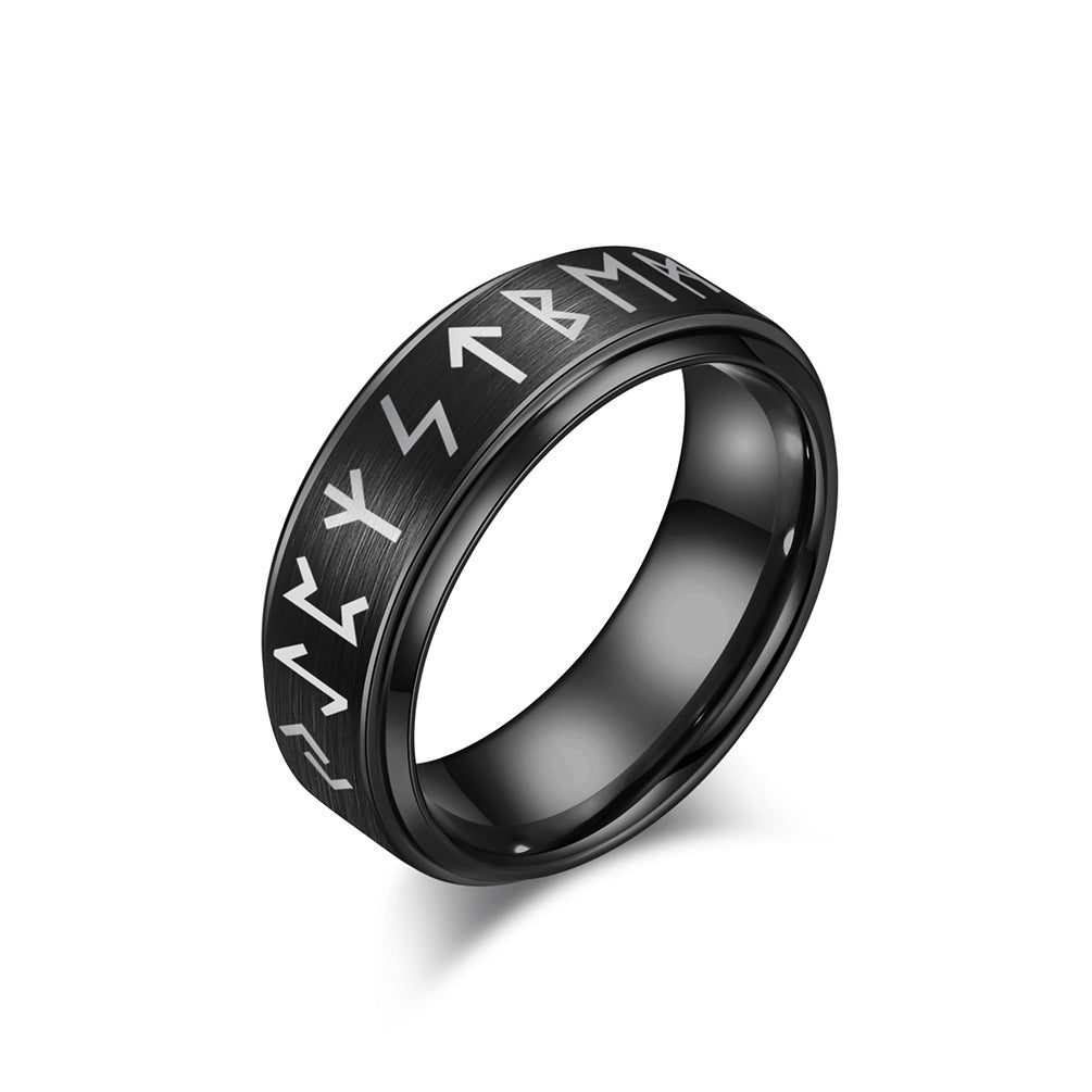 Nordic Viking Tungsten Steel Rune Gold Rings