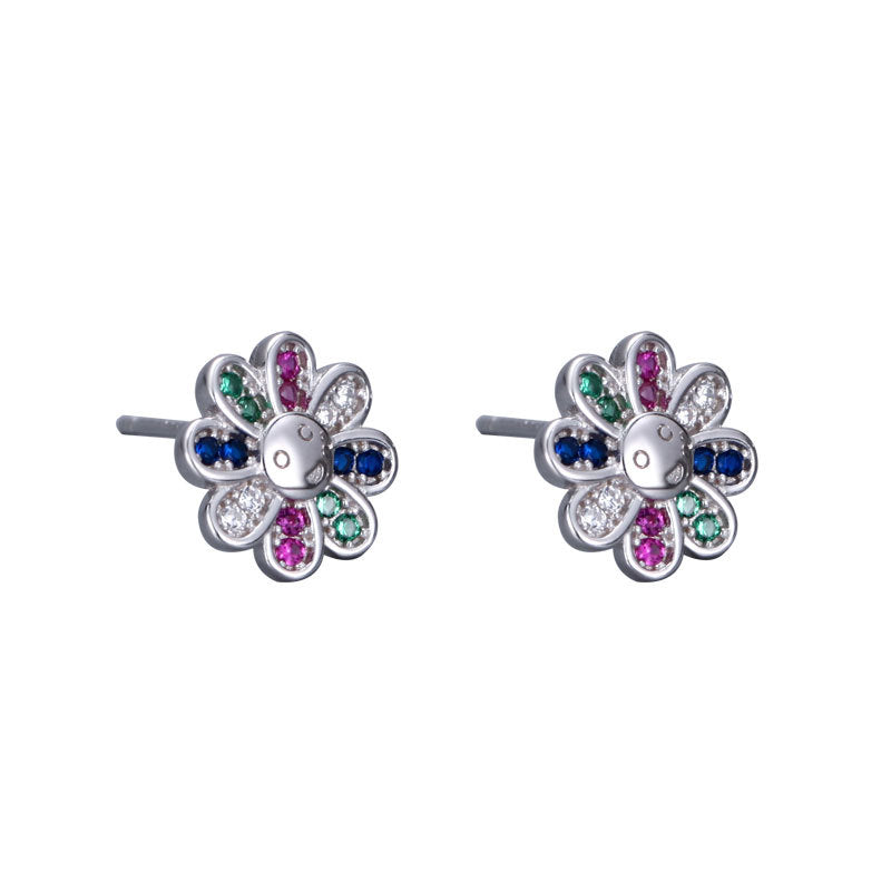 Women's Sier Flower Ear Design No Need Earrings