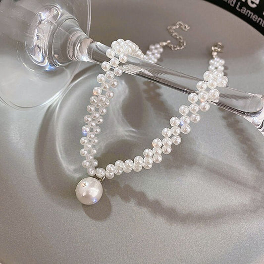 Sense Rhinestone Pearl Woven Elegant Fashionable Beaded Necklaces